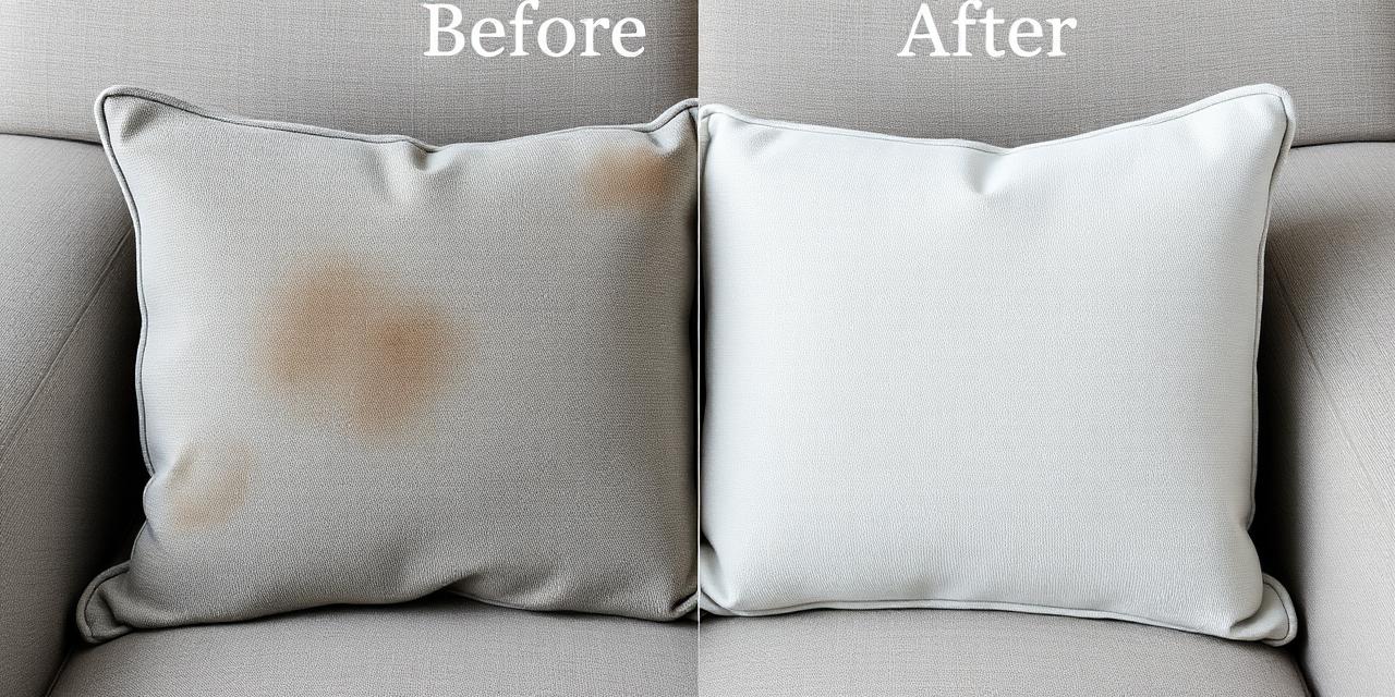 Antes e depois de limpeza de sofá